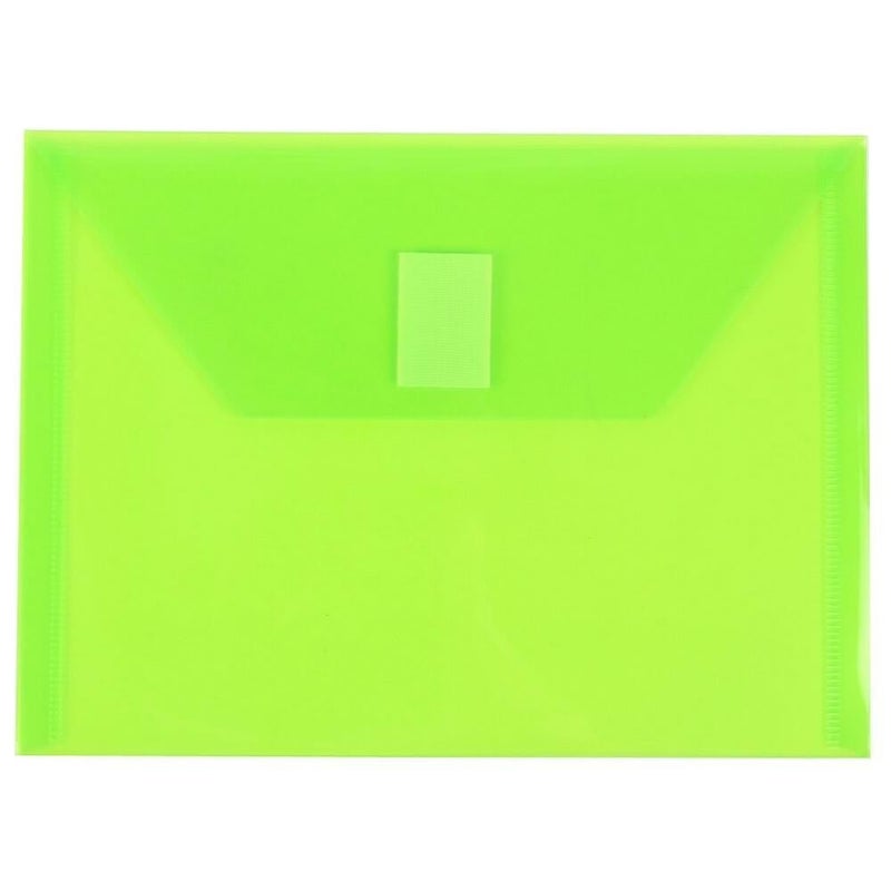 JAM PAPER Plastic Envelopes with Hook & Loop Closure - Index - 5 1/2 x 7 1/2 - Lime Green - 12/Pack - Image 1